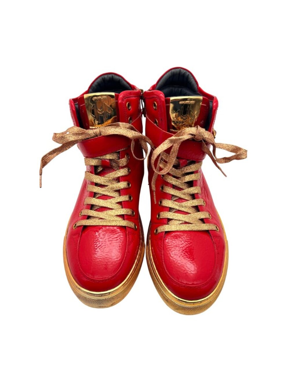 Jump New York Sullivan 24K Red Gold Patent Leather High-Top Sneakers Mens Size 8 - Picture 5 of 16